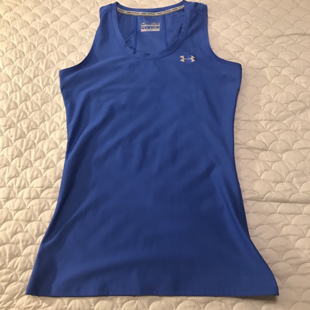 Under Armour Heat Gear Fitted Workout Tank Top, Blue, Women’s Small, like new!